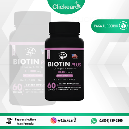 Biotin Plus – 60 Cápsulas | Cabello fuerte, piel radiante y uñas saludables