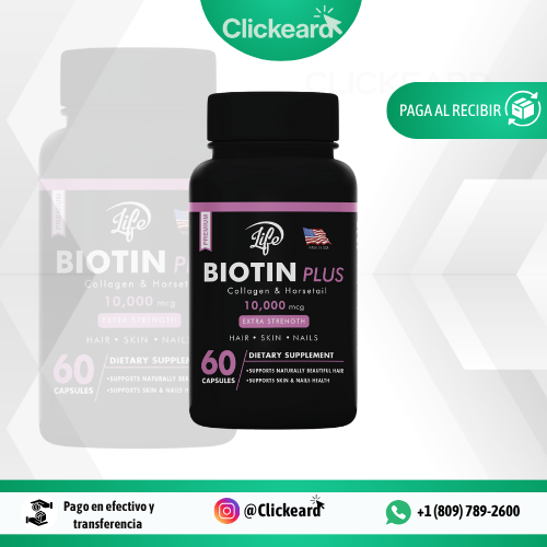Biotin Plus – 60 Cápsulas | Cabello fuerte, piel radiante y uñas saludables