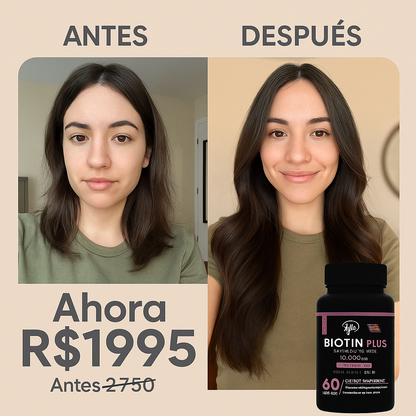 Biotin Plus – 60 Cápsulas | Cabello fuerte, piel radiante y uñas saludables