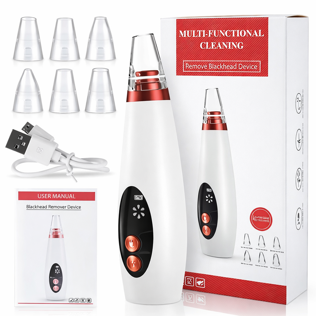 Succionador de Poros Eléctrico Profesional con Pantalla Digital y 6 Cabezales