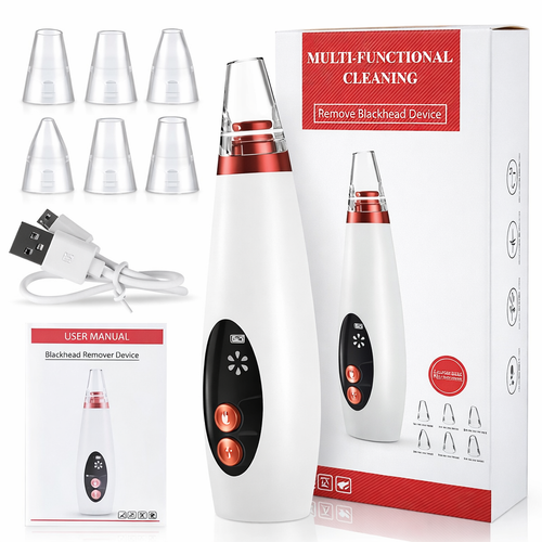 Succionador de Poros Eléctrico Profesional con Pantalla Digital y 6 Cabezales