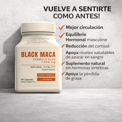 BLACK MACA FORMULA PLUS 1500 mg — 90 Cápsulas Premium de Vitalidad Masculina
