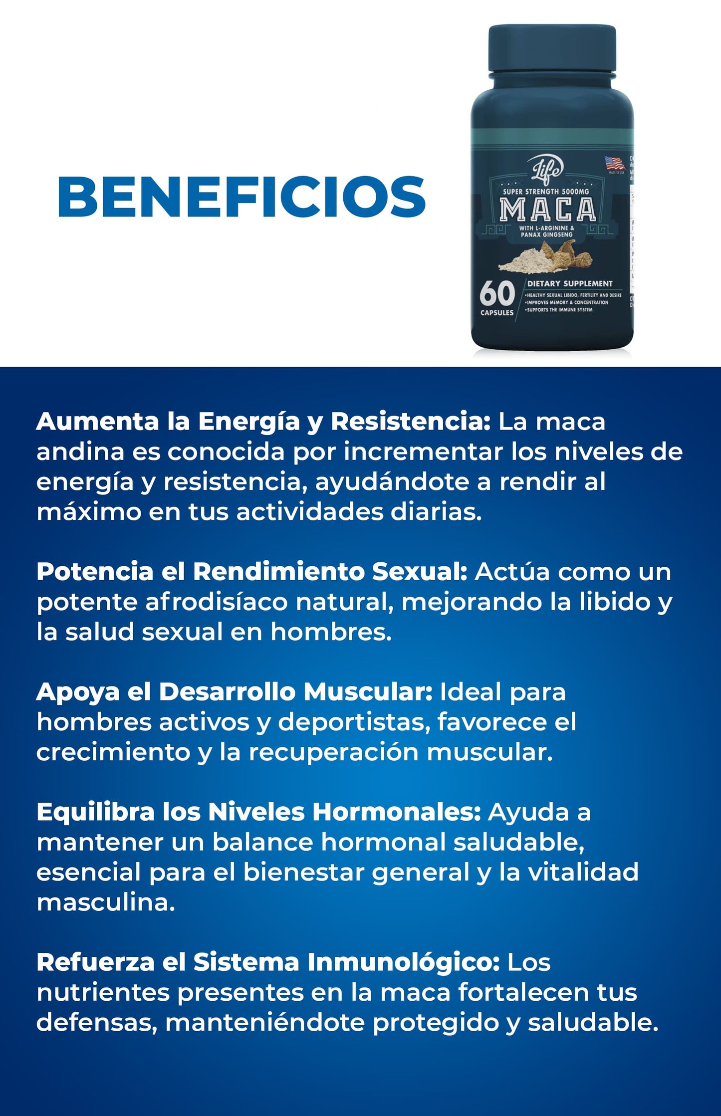 MACA 60 CÁPSULAS - Virilidad natural, potencia real