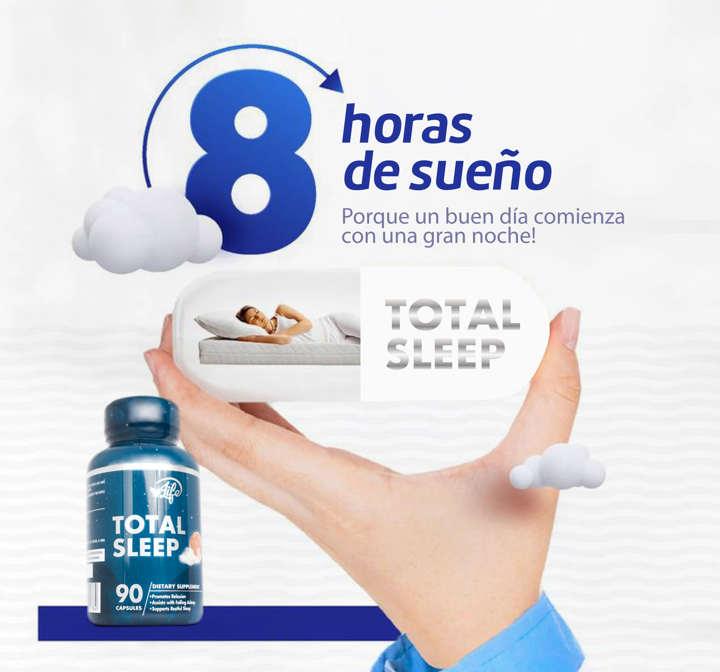 Total Sleep – 90 Cápsulas | Sueño profundo y natural sin dependencia
